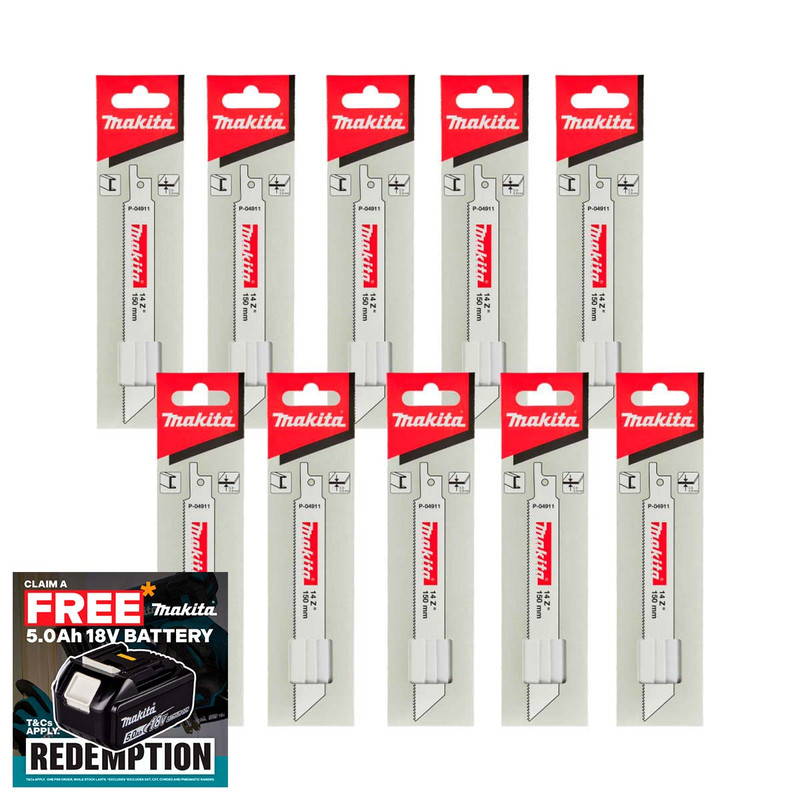 Makita P-04911 Bi-Metal Flexible Cut Reciprocating Saw Blades 150mm x 14 TPI (50 Pack)