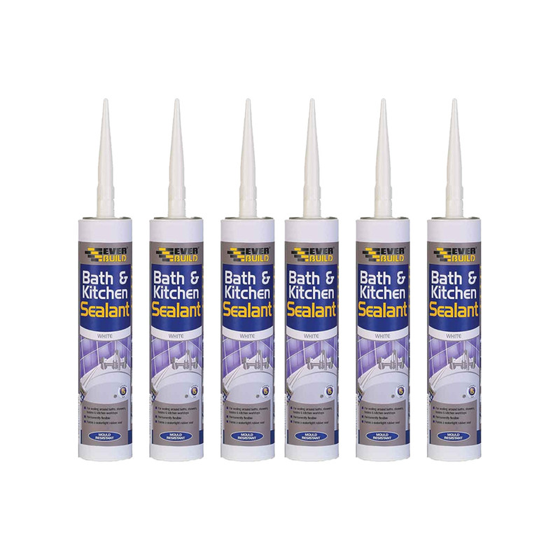 Everbuild BATHWH Bath & Kitchen Sealant 290ml White (Pack of 6)