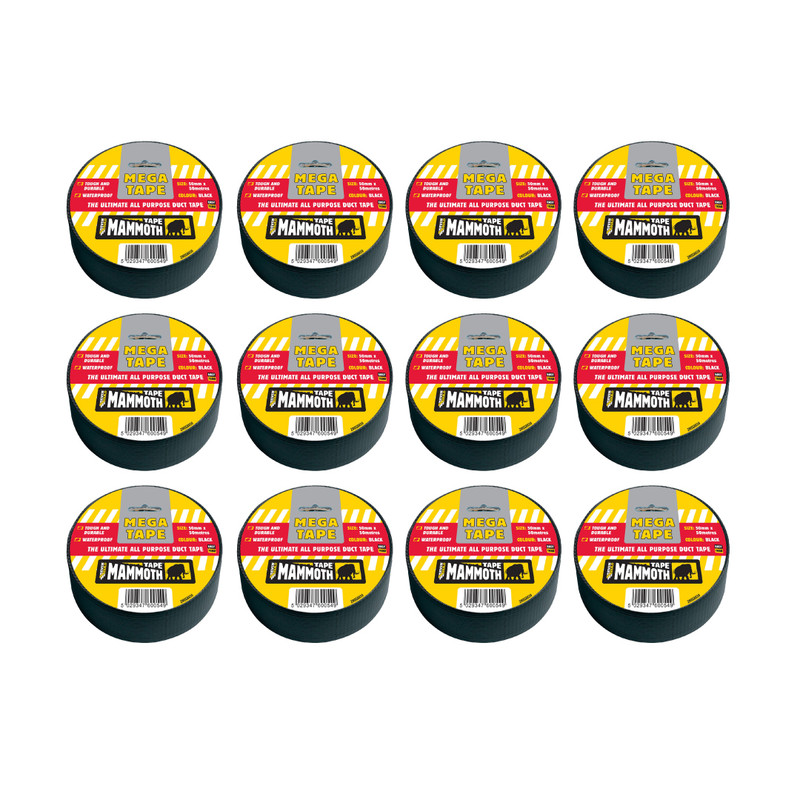 Everbuild 2MEGBK50 Mega All Purpose Duct Tape 50mm x 50m Black (12 Packs)