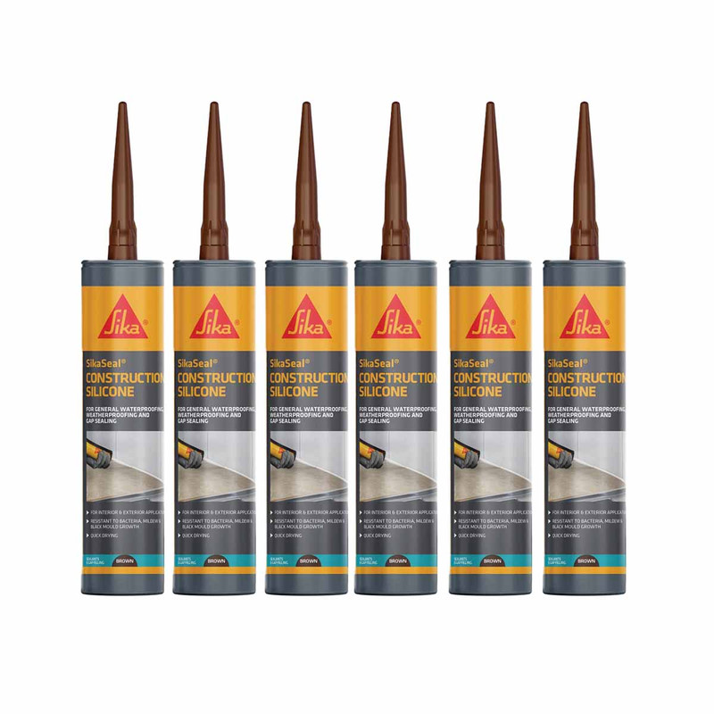 Sika® SikaSeal® Construction Silicone Brown 295ml - 6 Pack