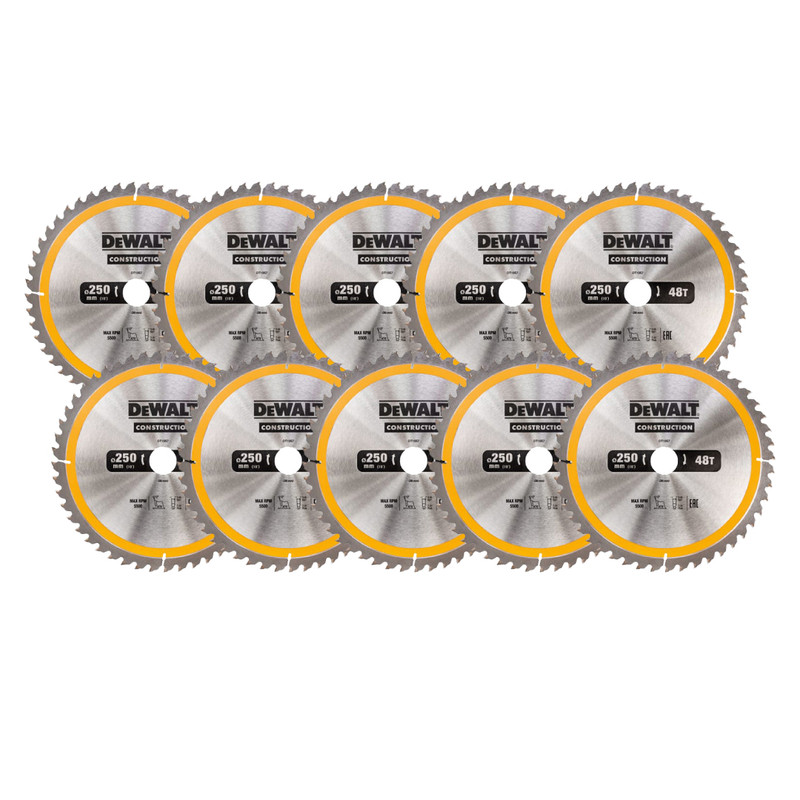  DeWalt DT1957 Stationary Construction Circular Saw Blade 250 x 30mm 48T (10 Pack)