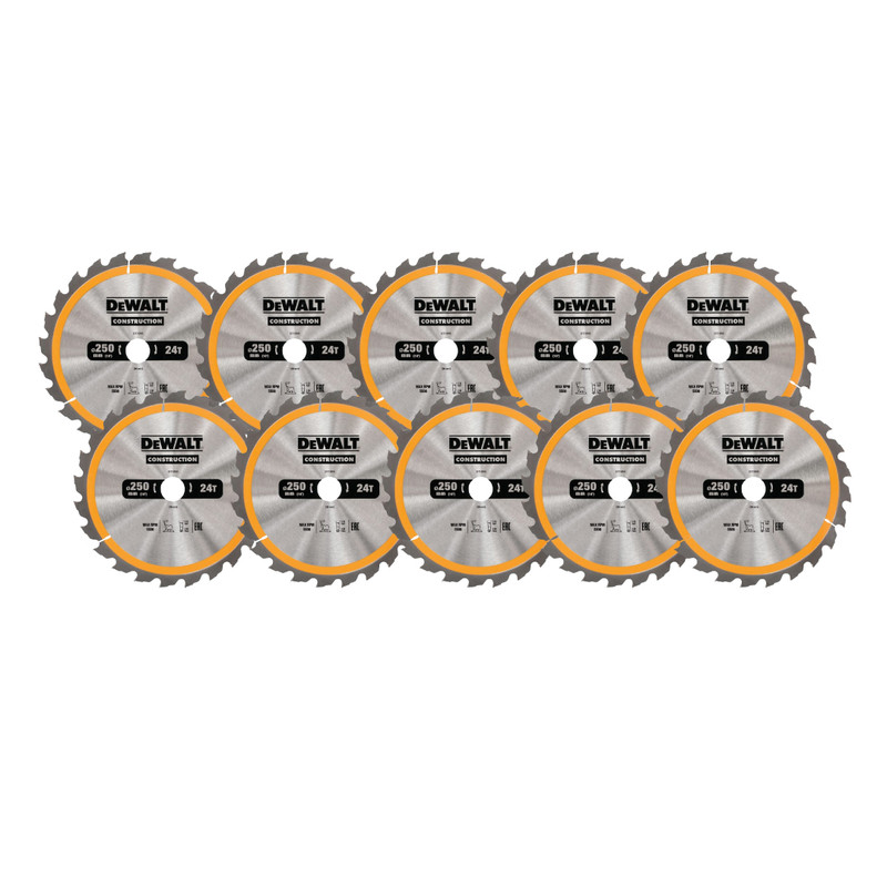 DeWalt DT1956-QZ Construction Circular Saw Blade 250 x 30mm 24T (10 Pack) 
