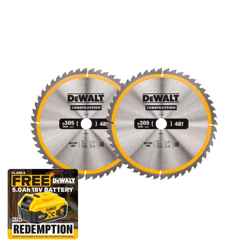 DeWalt DT1959 Stationary Construction Circular Saw Blade 305 x 30mm 48T (2 Pack)