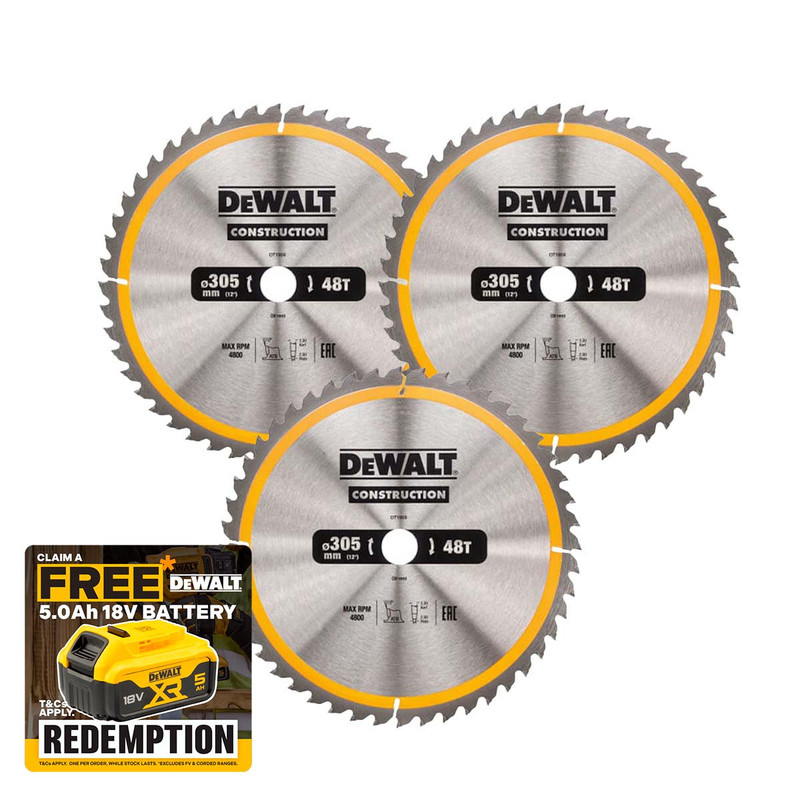 DeWalt DT1959 Stationary Construction Circular Saw Blade 305 x 30mm 48T (3 Pack)