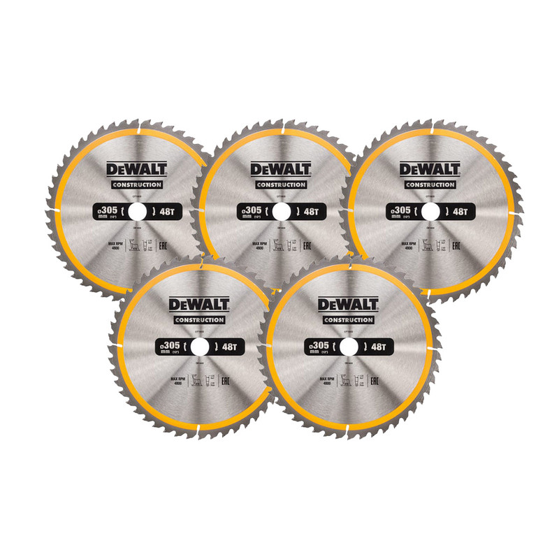 DeWalt DT1959 Stationary Construction Circular Saw Blade 305 x 30mm 48T (5 Pack)