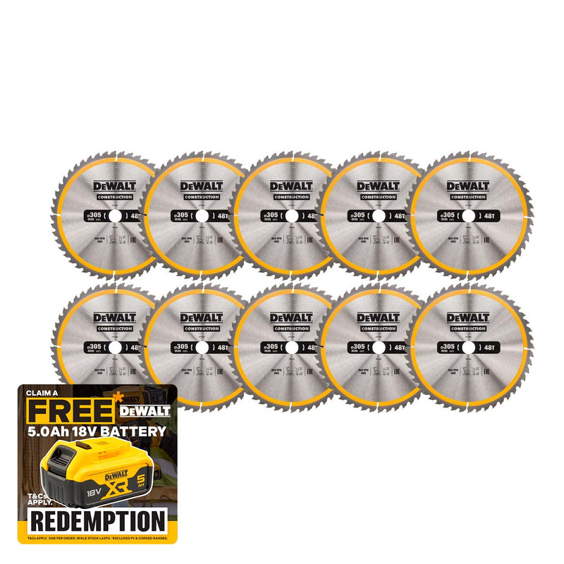 DeWalt DT1959 Stationary Construction Circular Saw Blade 305 x 30mm 48T (10 Pack)