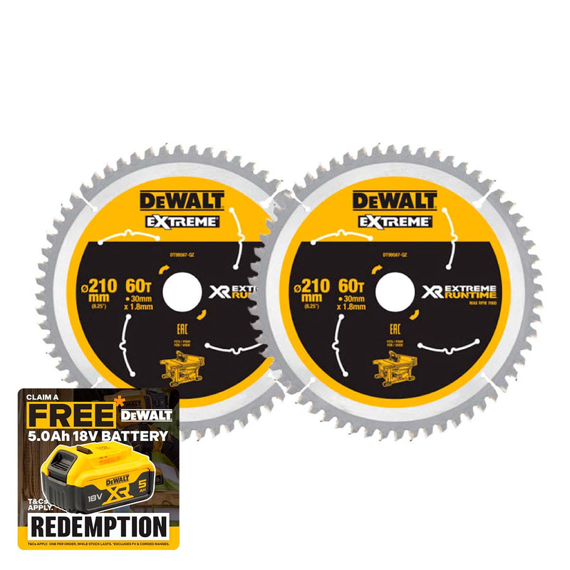 DeWalt DT99567-QZ XR Extreme Runtime Circular Saw Blade 210 x 30mm 60T (2 Pack)