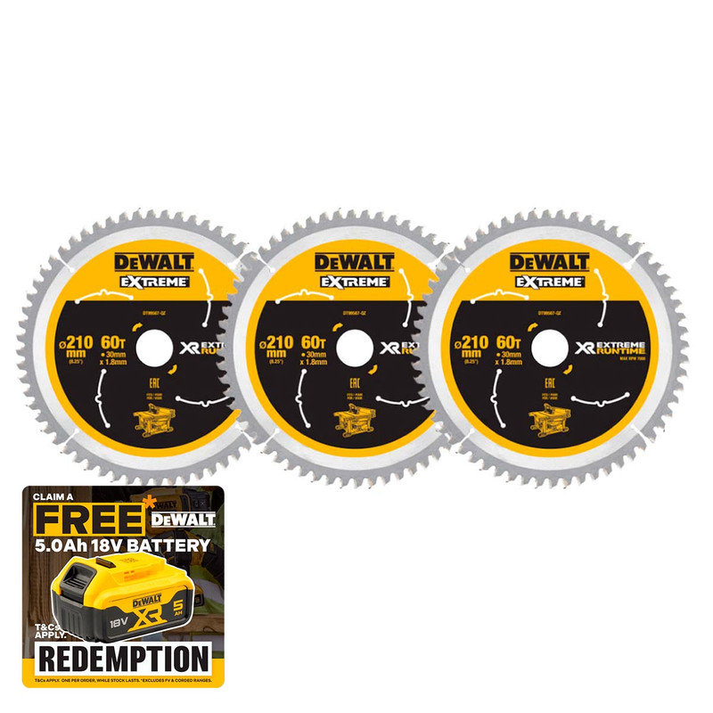 DeWalt DT99567-QZ XR Extreme Runtime Circular Saw Blade 210 x 30mm 60T (3 Pack)