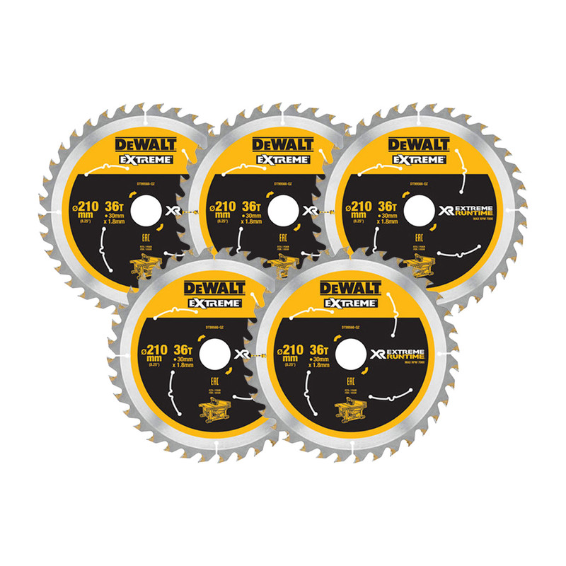 DeWalt DT99566-QZ XR Extreme Runtime Circular Saw Blade 210 x 30mm 36T (5 Pack)