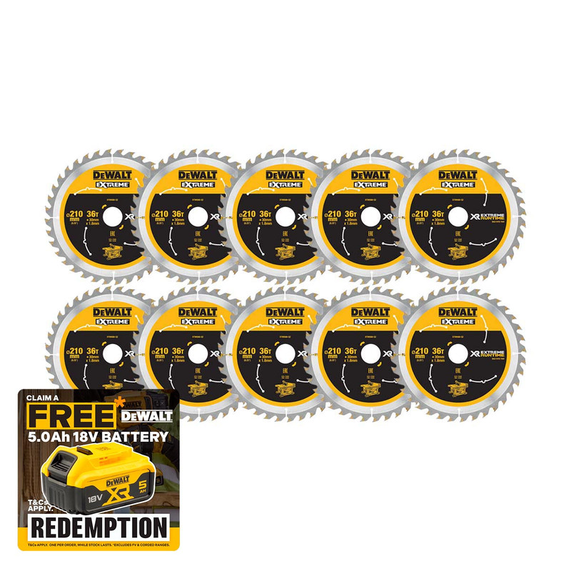 DeWalt DT99566-QZ XR Extreme Runtime Circular Saw Blade 210 x 30mm 36T (10 Pack)