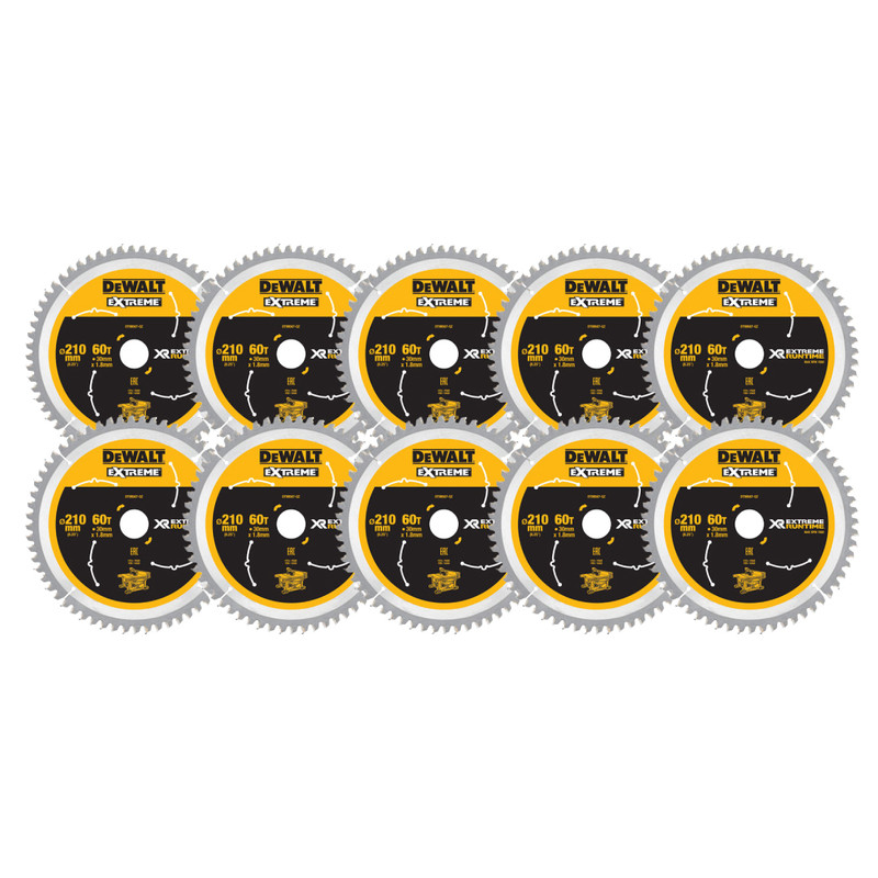 DeWalt DT99567-QZ XR Extreme Runtime Circular Saw Blade 210 x 30mm 60T (10 Pack)