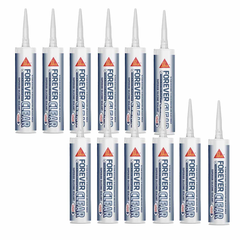Everbuild Sika FOREVERCLEAR Forever Silicone Clear 295ml (12 Pack)