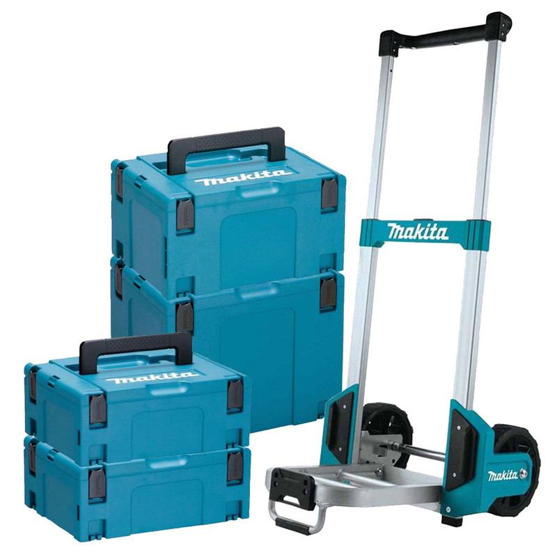 Makita 4-Piece Stackable Case Set with Trolley, 2 x Type 2 cases, 1 x Type 3 case, & 1 x Type 4 Case