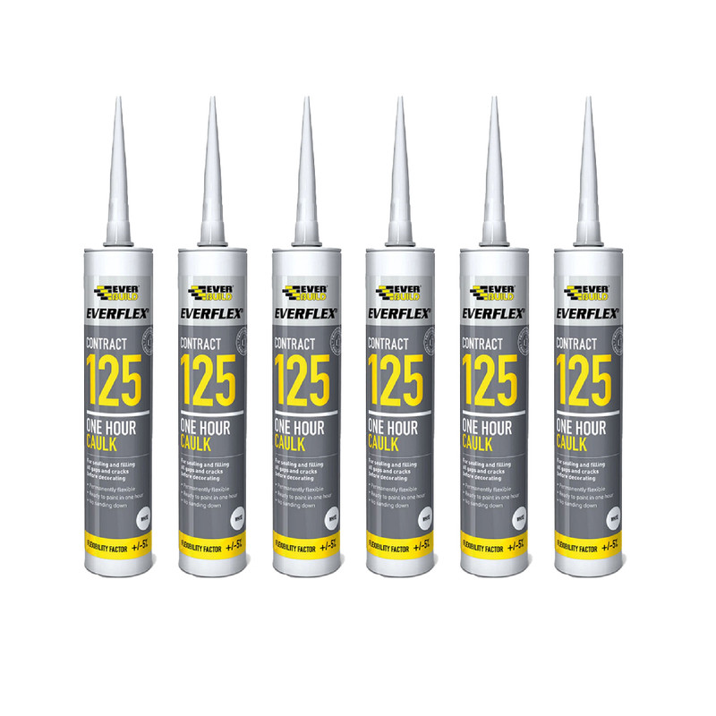 Everbuild 125C3 Everflex® Contract 125 One Hour Caulk 300ml White (6 Pack)
