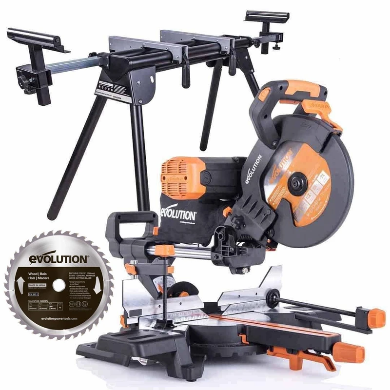 Evolution R255SMS-DB+ 255mm Double Bevel Mitre Saw & Stand