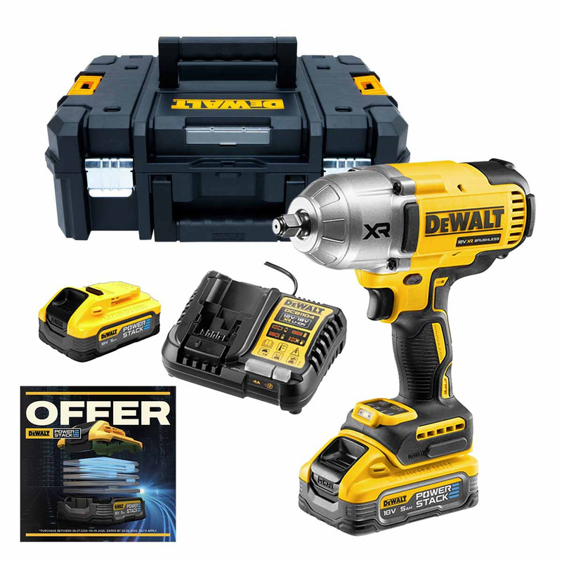 Dewalt DCF900H2T 18V XR Brushless 1/2" Hog Ring High Torque Impact Wrench with 2 x5.0Ah Batteries