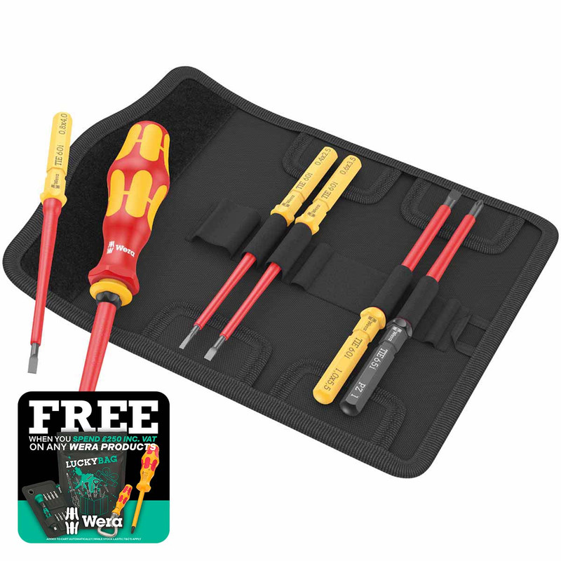 Wera 05006601001 Kraftform Kompakt VDE Interchangeable Screwdriver Set, Universal 2 Tool Finder