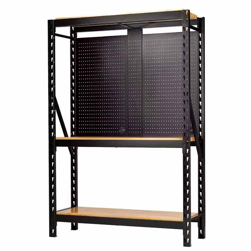 BUNKER® by Draper 27795 17 Pieces Modular 3 Tier Racking with Hardwood Shelving and Pegboards