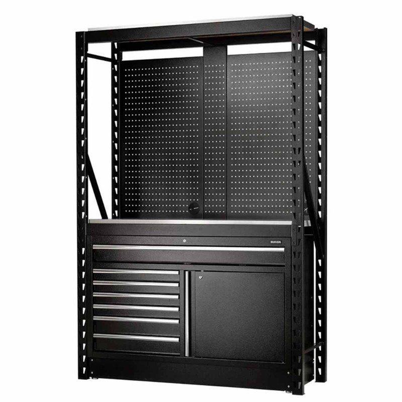 BUNKER® by Draper 28075 14 Pieces Modular Storage Combo 2 Tier Racking with Stainless Steel Shelving