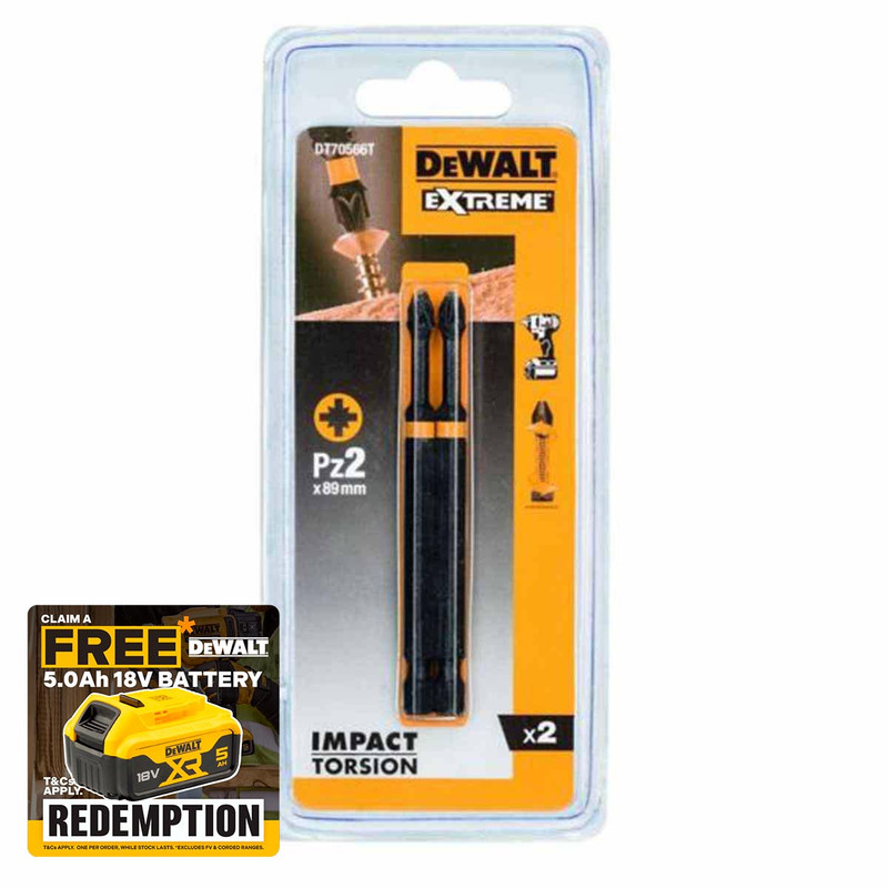 DeWalt DT70566T-QZ Extreme 89mm PZ2 FLEXTORQ Screwdriver Bits (2 Pack)
