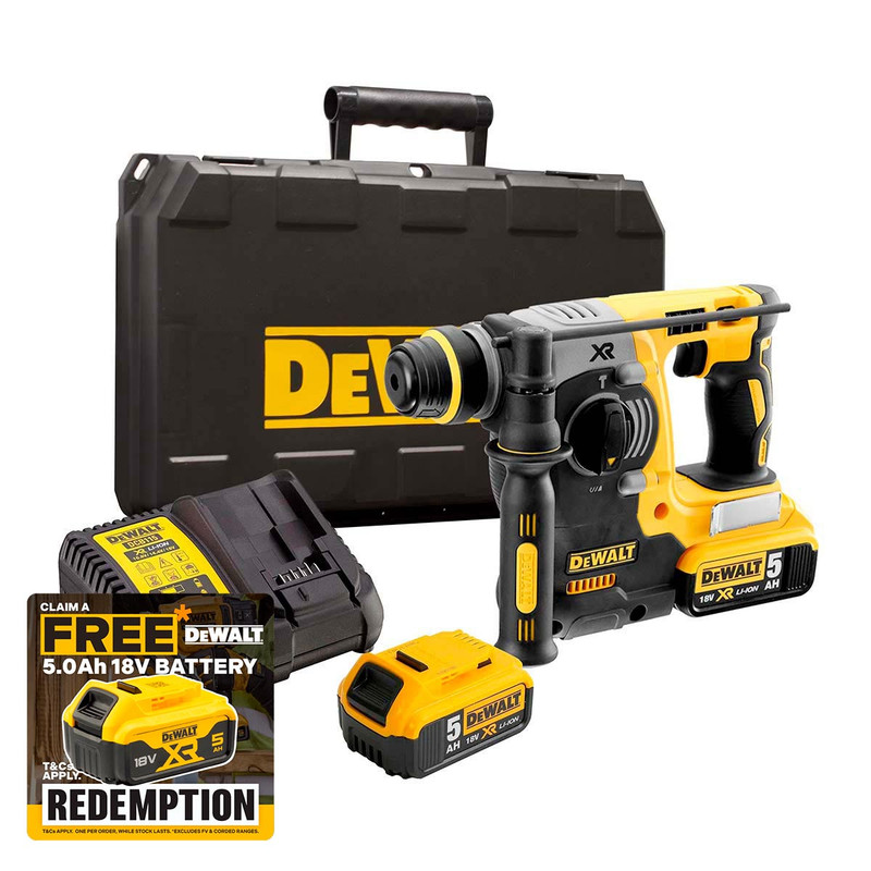 DeWalt DCH273P2 18V XR Brushless SDS+ Rotary Hammer Drill with 2x 5.0Ah Batteries