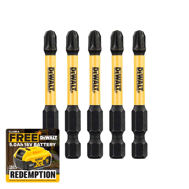 DeWalt DT7392T-QZ PZ3 Extreme FLEXTORQ 57mm Torsion Impact Bits (5 Pack)