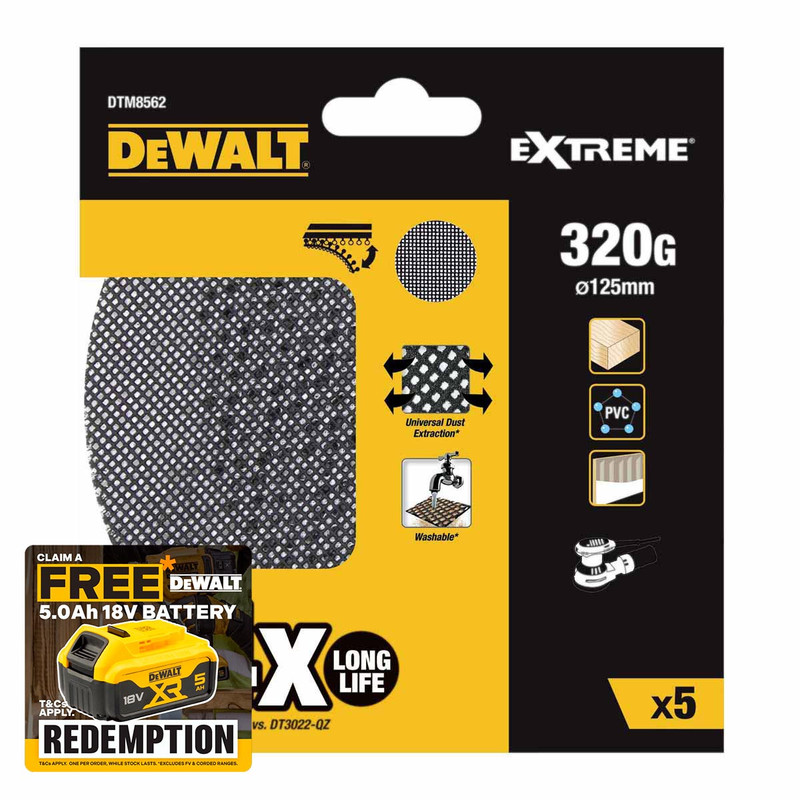 DeWalt DTM8562-QZ Extreme ROS 125mm Mesh Sanding Sheet 320G
