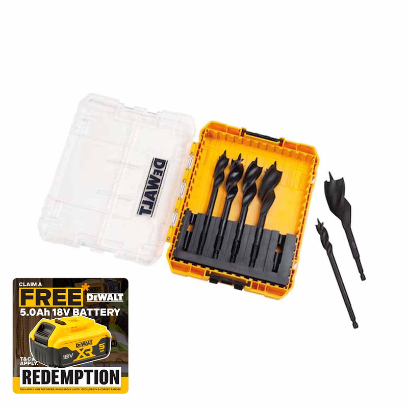 DeWalt DT90238-QZ Extreme Tri Flute Spade Set for Wood 152mm (6 Pack)