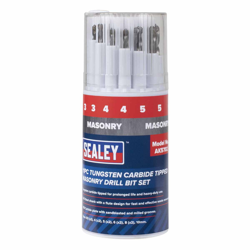 Sealey AK5702 Tungsten Carbide Tipped Masonry Drill Bit Set (11 Pieces)