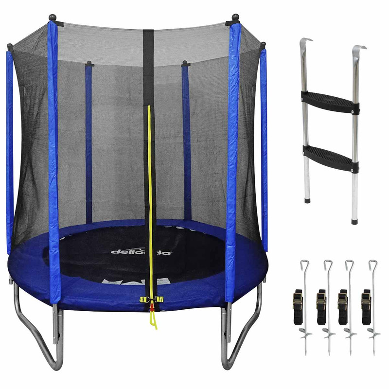Dellonda DL92  Heavy-Duty Outdoor Trampoline with Safety Enclosure Net, Anchors & Ladder 6ft