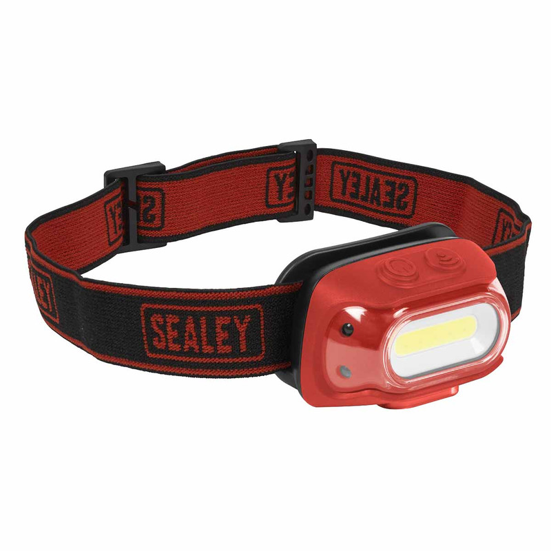 Sealey HT08RR Rechargeable Head Torch with Auto-Sensor 8W COB LED - Red