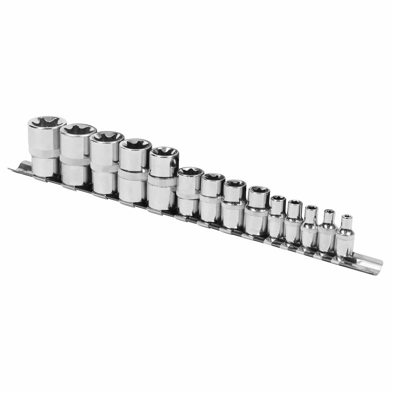 Sealey S01265 Siegen TRX-Star* Socket Set E4-E24 1/4", 3/8" & 1/2" Sq Drive (14 Pieces)