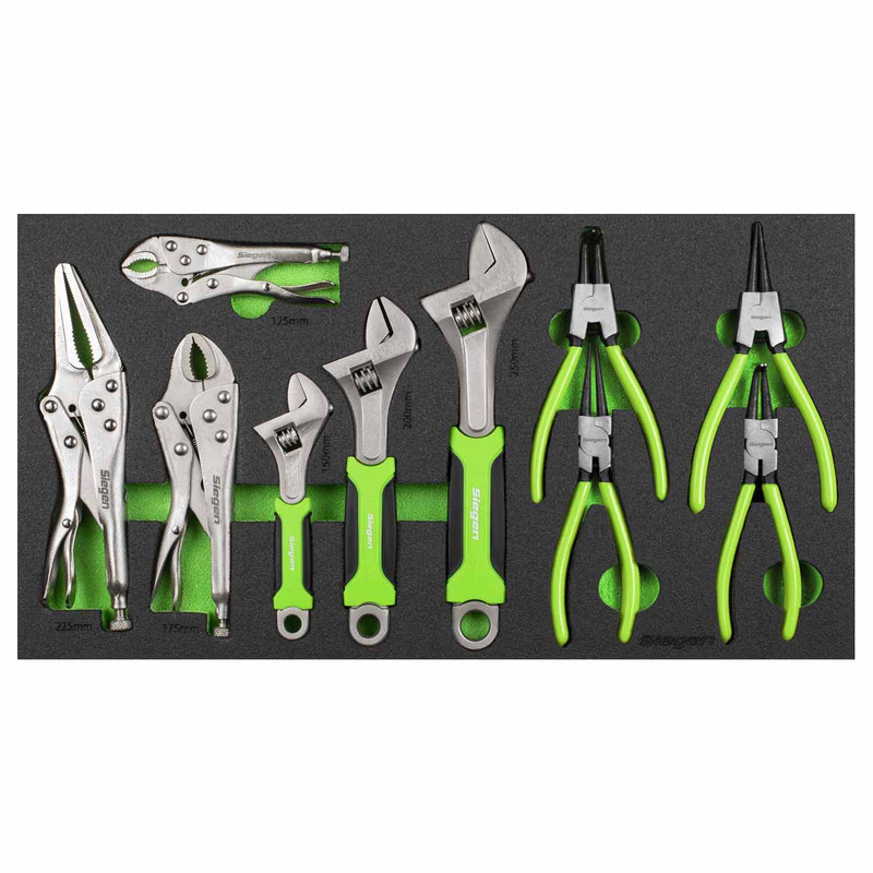 Sealey S01278 Siegen Adjustable Wrench & Pliers Set with Tool Tray (10 Pieces)