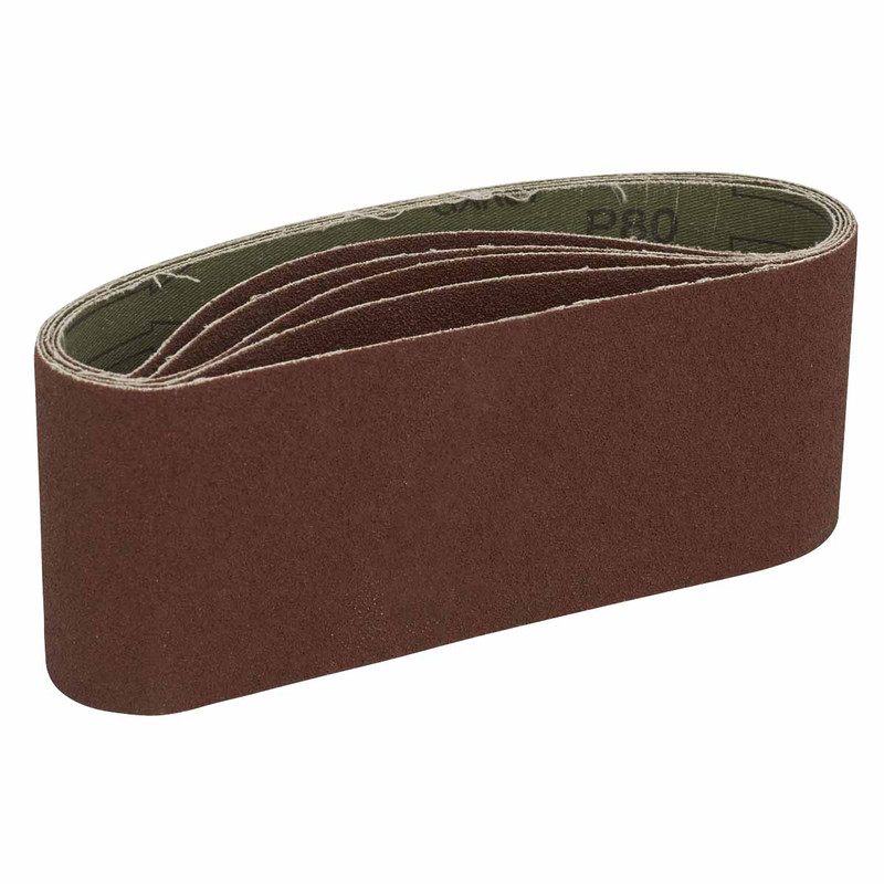 Sealey SB80457 76 x 457mm Sanding Belt 80Grit (5 Pack)