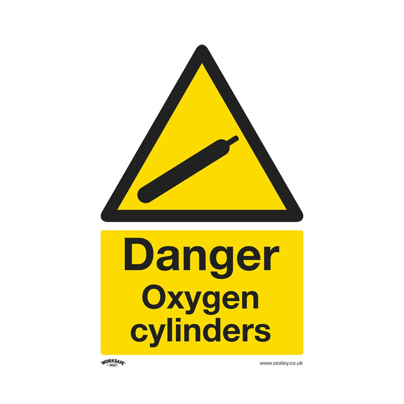 Sealey SS61V1 Worksafe® Danger Oxygen Cylinders Safety Sign - Self-Adhesive Vinyl