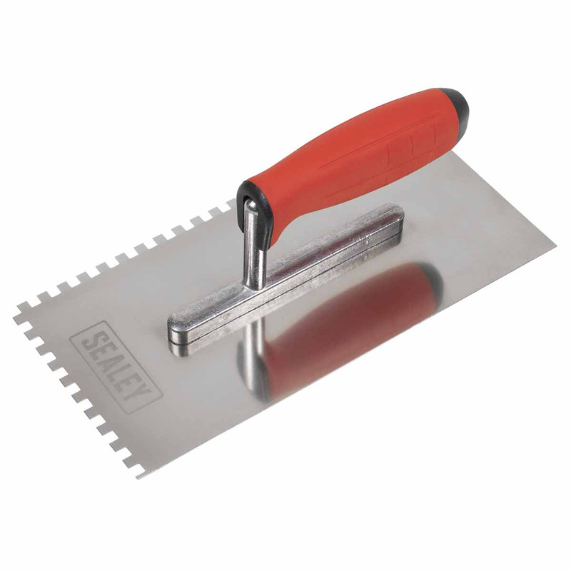 Sealey T7806 Stainless Steel 6mm Notched Trowel with Rubber Handle 270mm