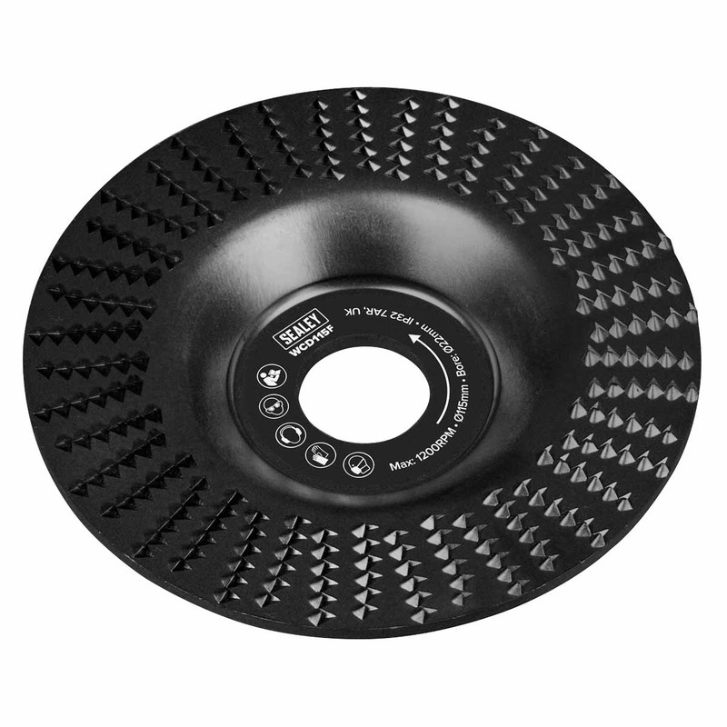 Sealey WCD115F Wood Carving Disc Flat Shape 115mm 22mm Bore