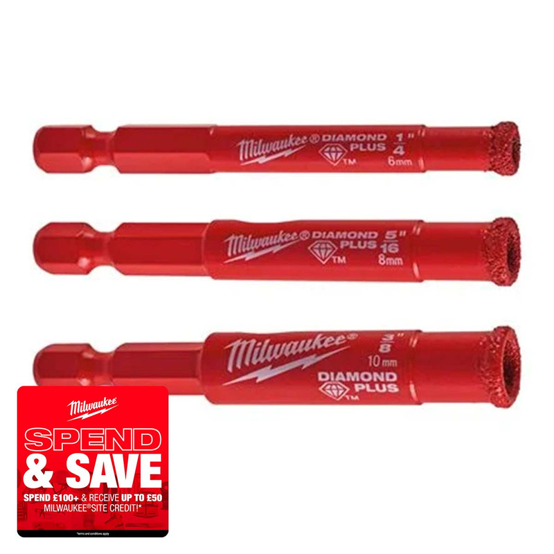 Milwaukee 4932498368 Diamond Max Tile Drill Set (3 Pieces)