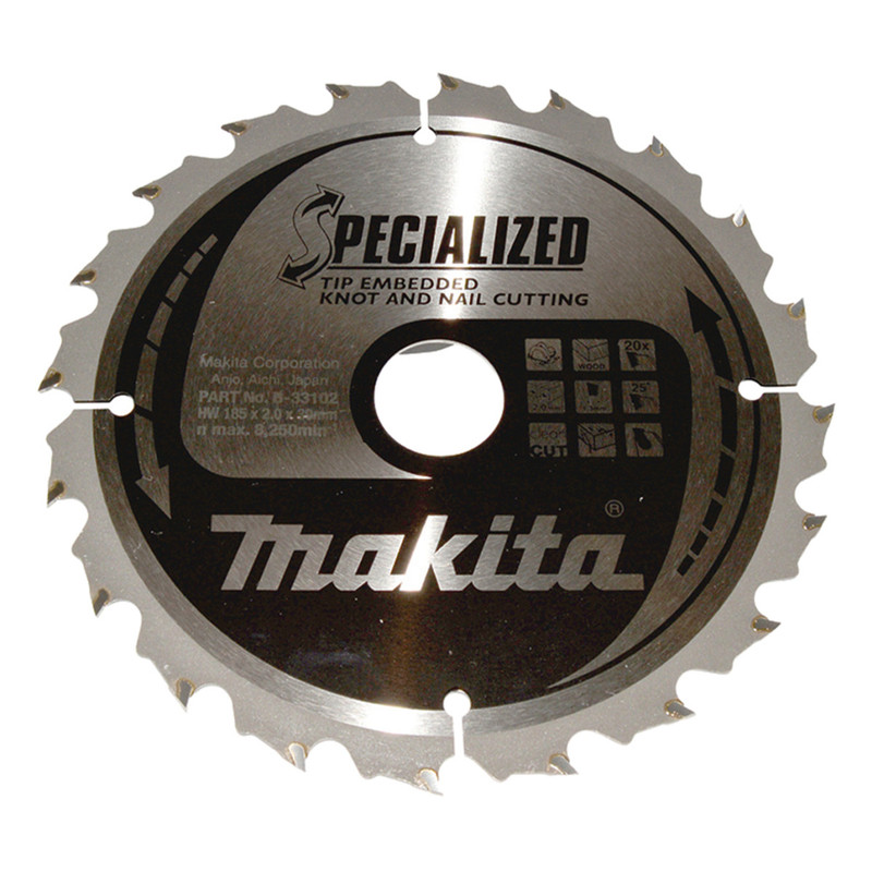 Makita B-33102 TCT Specialized Circular Saw Blade 185mm x 30mm x 20T
