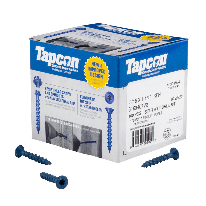 Spit 921507 Tapcon Self Tapping Concrete Screws Countersunk Head