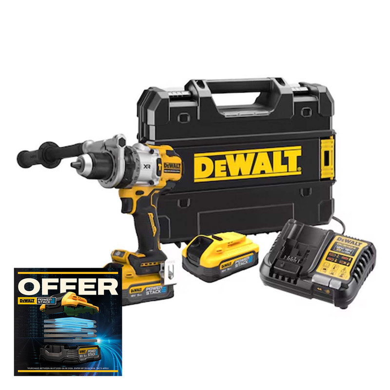 DeWalt DCD1007H2T-GB 18V XR Brushless Combi Drill with 2 x  5.0Ah POWERSTACK Batteries