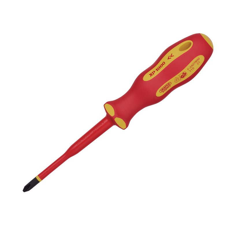 Draper 02164 XP1000® VDE Slimline Cross Slot Screwdriver, No.2 x 100mm