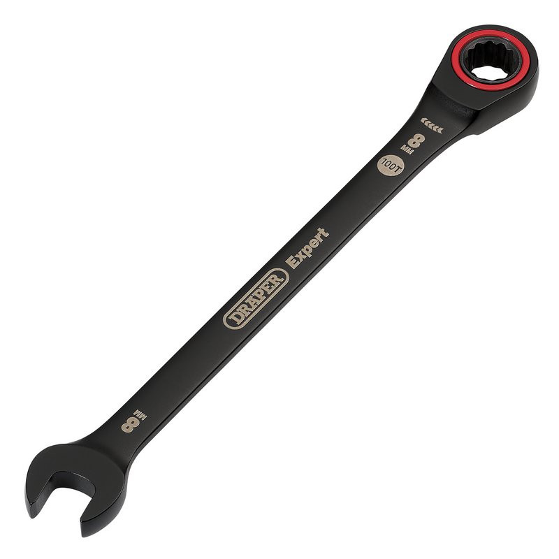 Draper Expert 03879 HI-TORQ® Metric Ratchet Combination Spanner, 8mm, Black