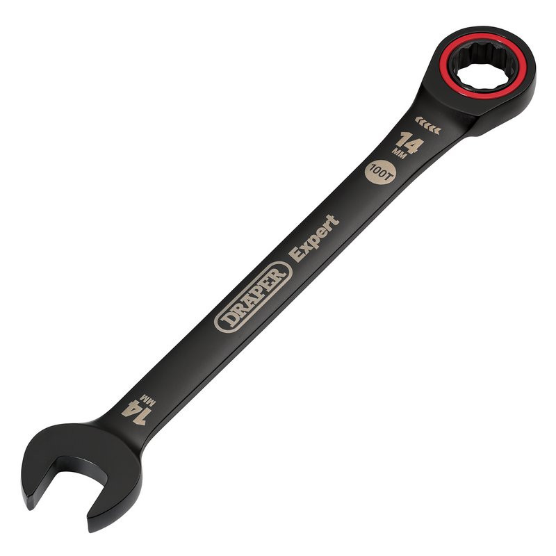 Draper Expert 03887 HI-TORQ® Metric Ratchet Combination Spanner, 14mm, Black
