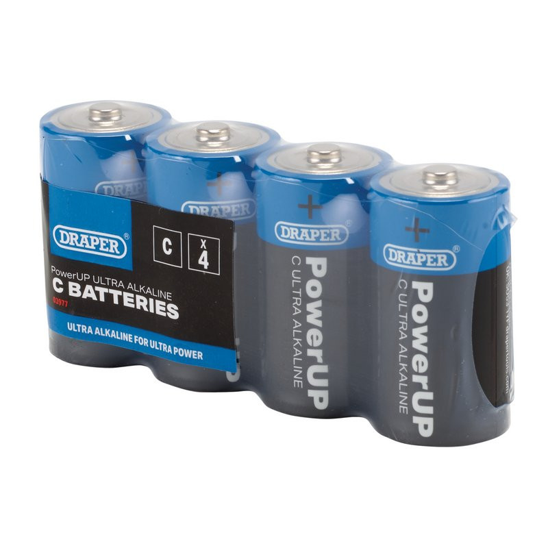 Draper 03977 Draper PowerUP Ultra Alkaline C Batteries (4 Pack)