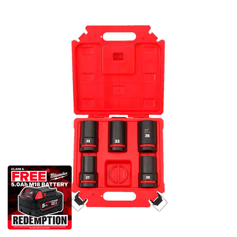 Milwaukee 4932498752 1" Deep Socket Set (5 Pieces)