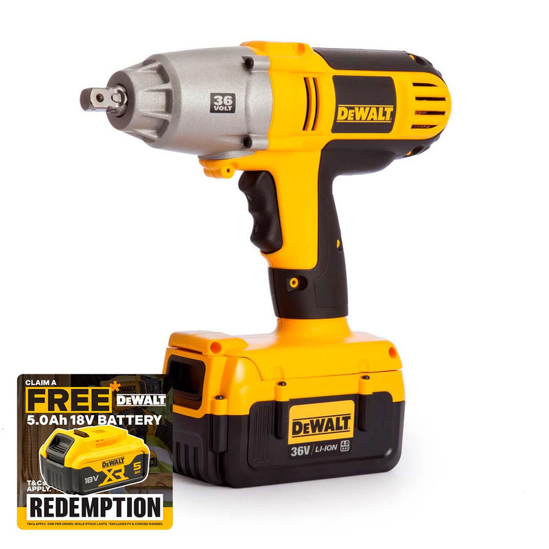 DeWalt DC800M2 Cordless High Torque Impact Wrench 36 Volt 2 x 4.0Ah Li-Ion from Toolden