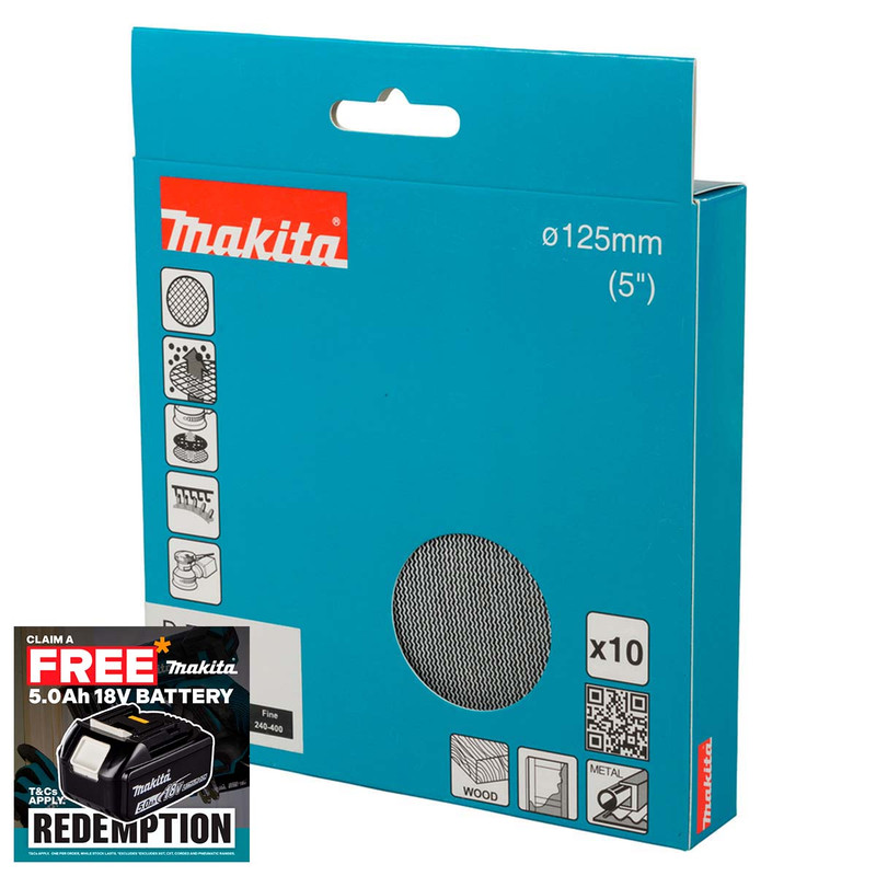 Makita D-78695 Net Sanding Disc 125mm, A320 Grit (10 Pack)