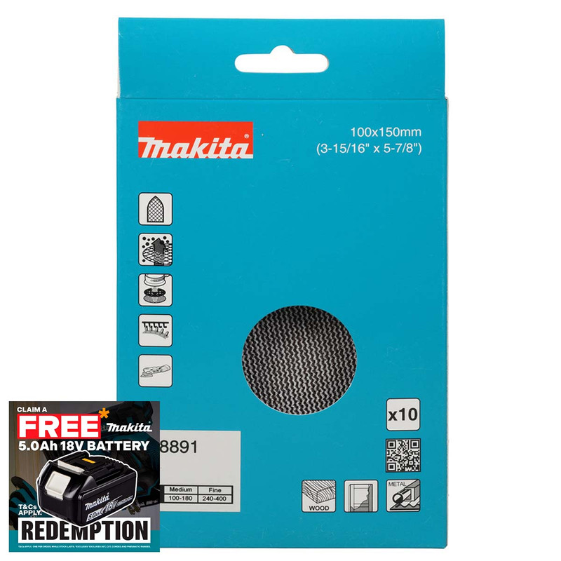 Makita D-78891 Delta Net Sanding Pad 100 x 150mm, A80 Grit (10 Pack)