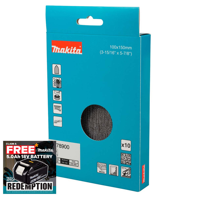 Makita D-78900 Delta Net Sanding Pad 100 x 150mm, A120 Grit (10 Pack)